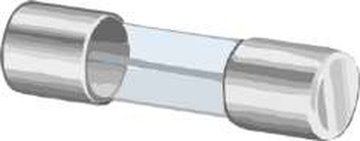 A 5 by 20 millimetre glass cartridge fuse