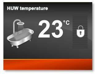 Greyed-out hot water main screen indicating the module is disabled