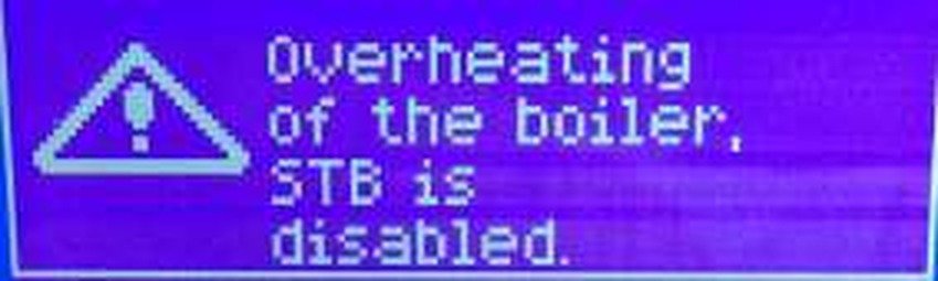 Controller alarm screen reading: Overheating of the boiler, STB is disabled