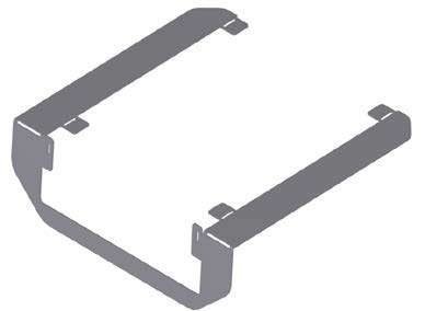 Sheet-metal adapter liner bent to a 90 degree angle, with four fixing tabs at its corners