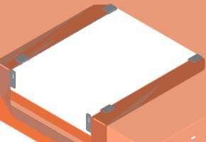 Close-up of the liner in the lid with its four protrusions bent over to lock it in place